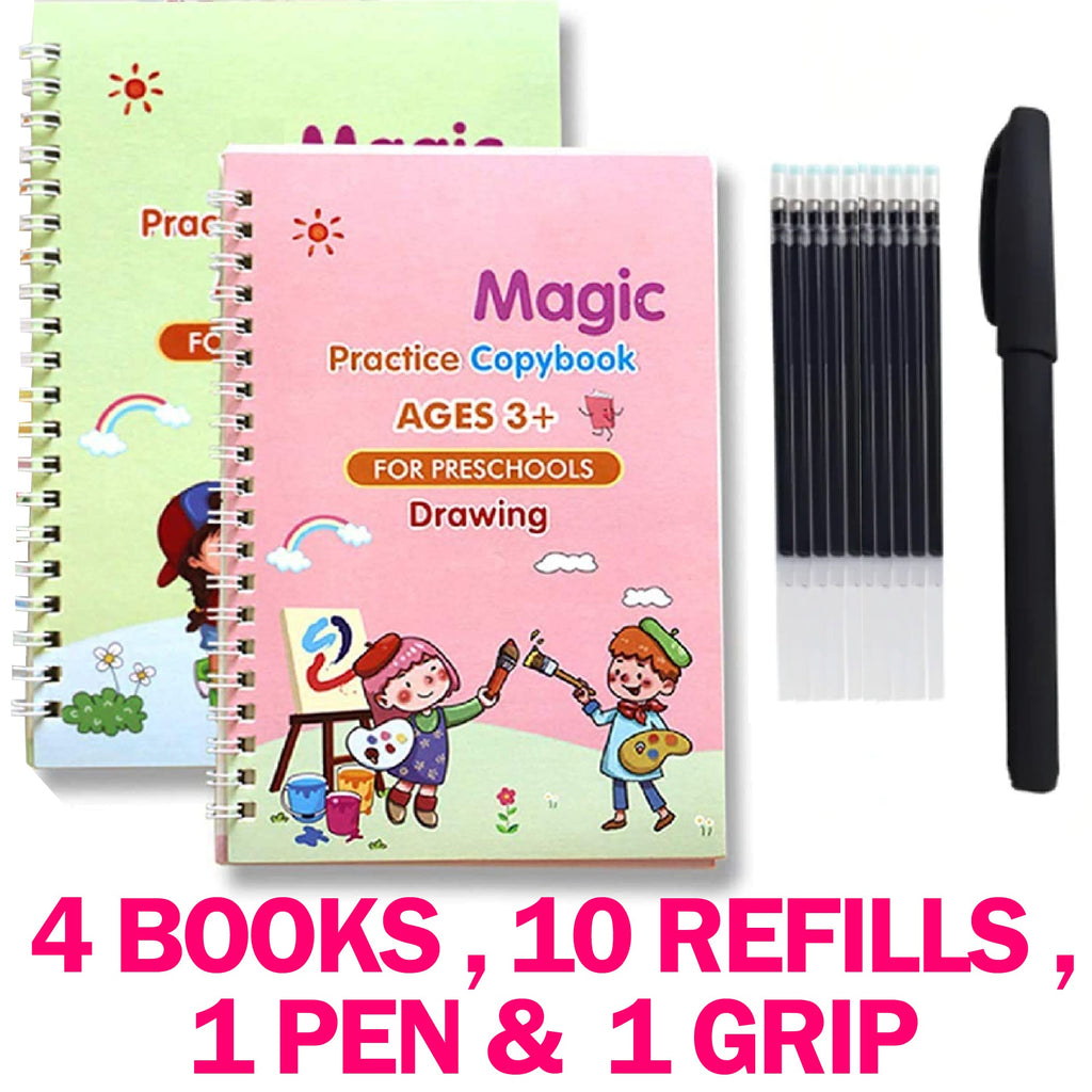 4 in 1 Sank Magic Practice Book Set | Reusable Copybook with Pen &amp; Refills