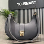 Crescent Faux Leather Shoulder Bag | Dark Gray Handbag