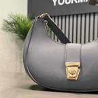 Crescent Faux Leather Shoulder Bag | Dark Gray Handbag