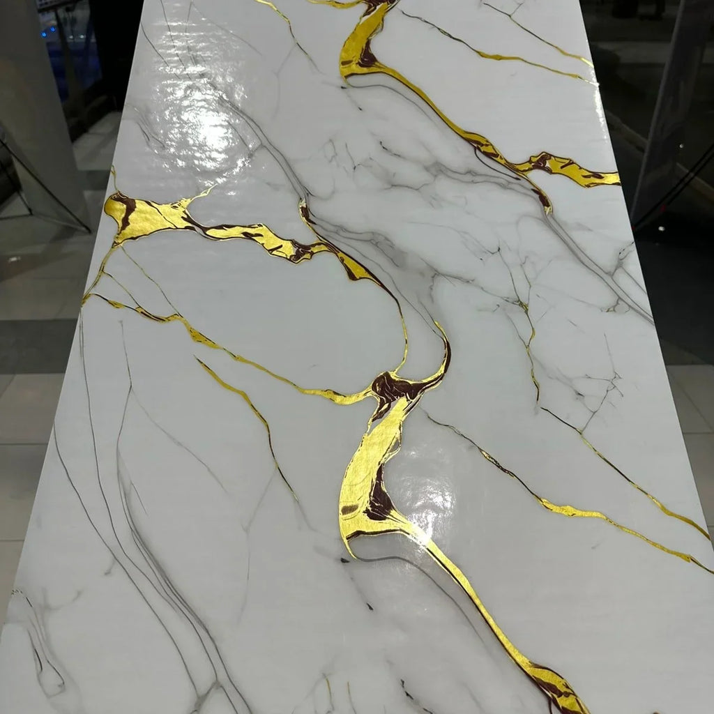 White Grey Gold Marble Sticker | 60x200cm Self-Adhesive Wallpaper