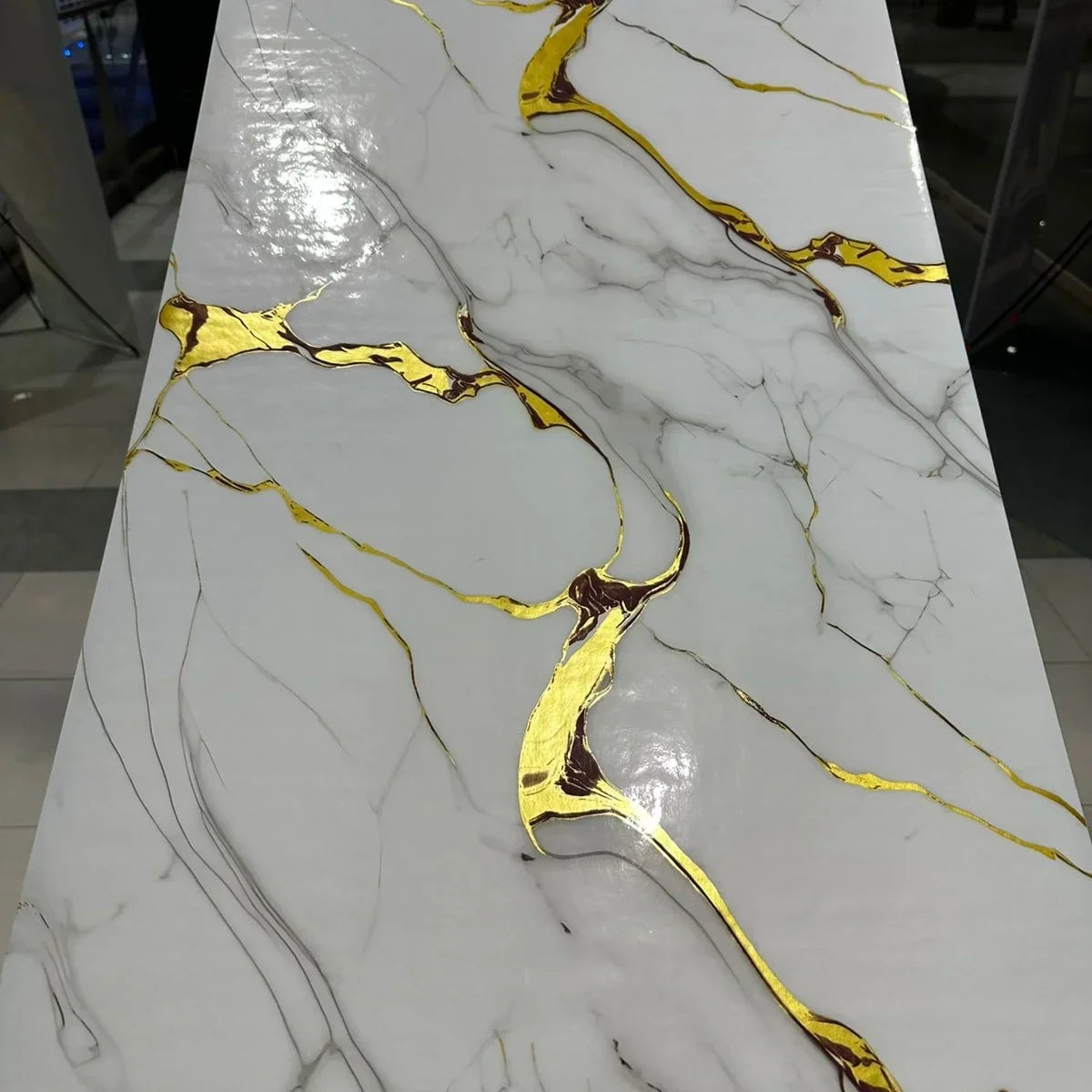 White Grey Gold Marble Sticker | 60x200cm Self-Adhesive Wallpaper