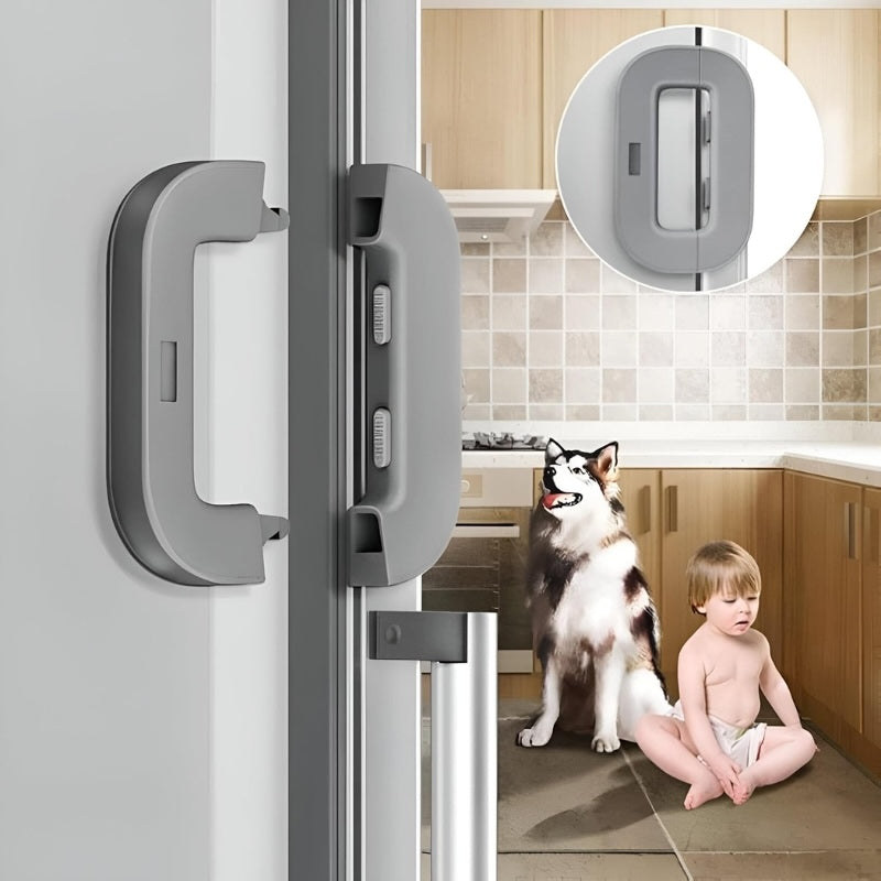 Child Safety Refrigerator Lock | Double Button Baby Proof | White & Grey