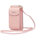 Soft Leather Crossbody Bag | Pink Mobile Purse & Wallet