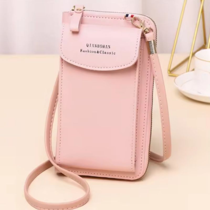 Soft Leather Crossbody Bag | Pink Mobile Purse & Wallet