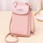 Soft Leather Crossbody Bag | Pink Mobile Purse & Wallet