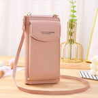 Soft Leather Crossbody Bag | Pink Mobile Purse & Wallet