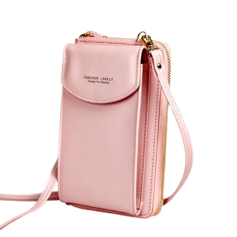Soft Leather Crossbody Bag | Pink Mobile Purse & Wallet