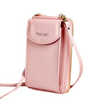 Soft Leather Crossbody Bag | Pink Mobile Purse & Wallet