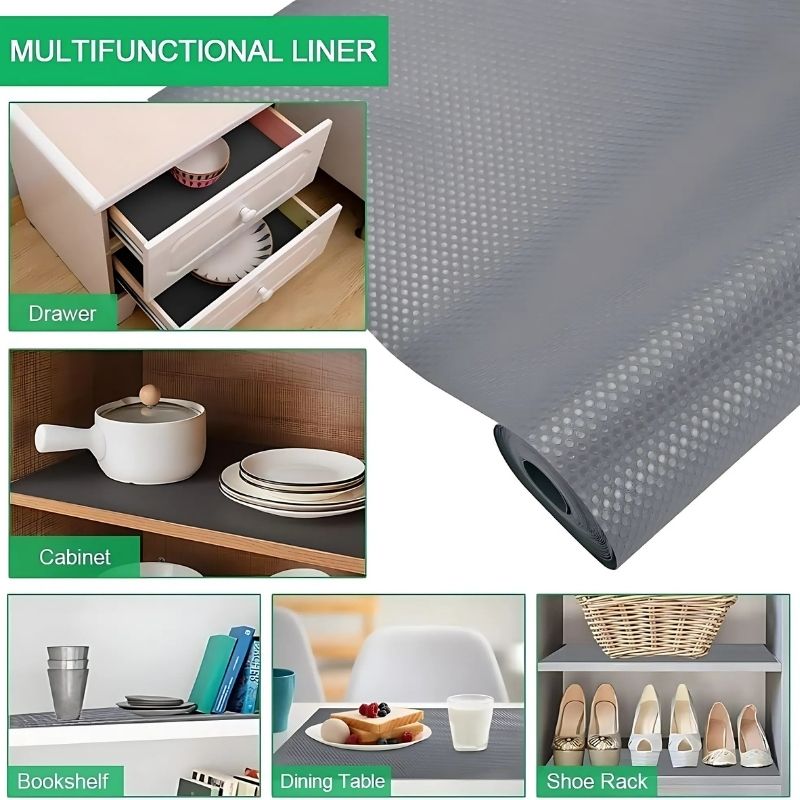 Anti-Slip Fridge & Shelf Mat | Waterproof Washable Liner | Dark Grey