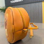 Round Retro Crossbody Handbag | Caramel Faux Leather