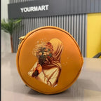 Round Retro Crossbody Handbag | Caramel Faux Leather