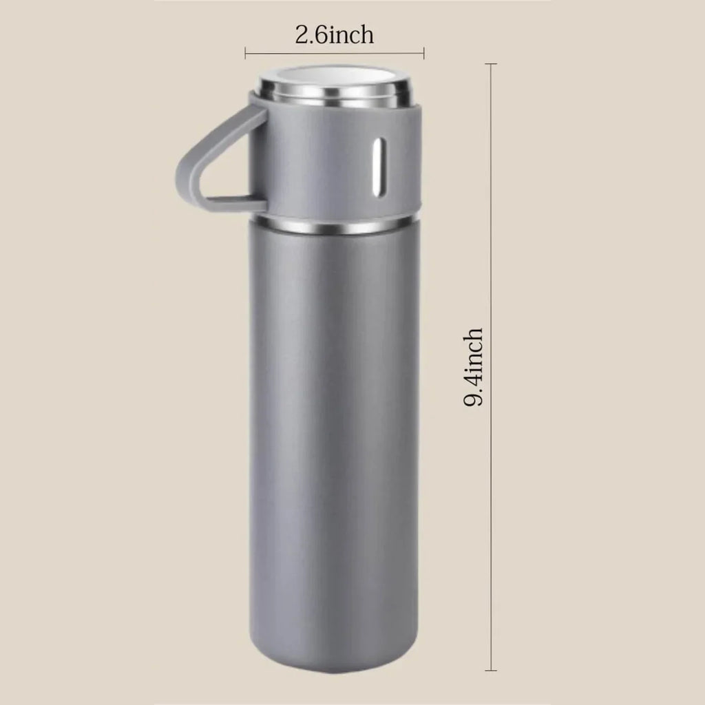 3 Cup 500ML Stainless Steel Vacuum Flask Set | Travel Thermos